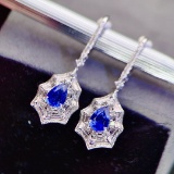 14k Gold 2.26 Ctw Natural Sapphire & Diamond Earrings