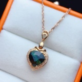 14k Gold 3.20 Ctw Natural Tourmaline & Diamond Pendant