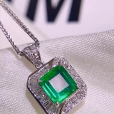 14k Gold 1.3 Ctw Vivid Green Natural Emerald & Diamond Pendant
