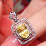 14k Gold 2.89 Ctw Natural Sapphire & Diamond Pendant