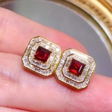 14k Gold 1.78 Ctw Natural Ruby & Diamond Earrings