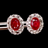 14k Gold 1.94 Ctw Natural Ruby & Diamond Earrings