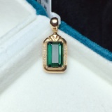 14k Gold 2.55 Ct Natural Tourmaline & Diamond Pendant