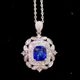 14k Gold 1.81 Ctw Natural Sapphire & Diamond Pendant