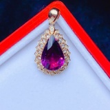 14k Gold 3.87 Ctw Natural Tourmaline & Diamond Pendant