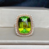 14k Gold 7.93 Ctw Natural Tourmaline & Diamond Ring