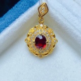 14k Gold 0.5 Ct Vivid Red Natural Ruby & Diamond Pendant