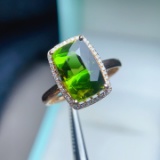 14k Gold 4.3 Ct Natural Tourmaline & Diamond Ring