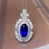 14k Gold 1.92 Ctw Natural Sapphire & Diamond Pendant