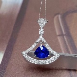 14k Gold 1.96 Ctw Natural Sapphire & Diamond Pendant