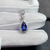 14k Gold 2.10 Ctw Natural Sapphire & Diamond Pendant