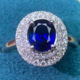 14k Gold 2.13 Ctw Natural Sapphire & Diamond Ring