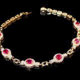 14k Gold 1.72 Ctw Natural Ruby & Diamond Bracelet