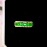 14k Gold 1.54 Ctw Vivid Green Natural Emerald & Diamond Ring