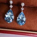 14k Gold 4.46 Ctw Natural Sapphire & Diamond Earrings