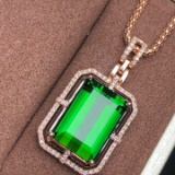 14k Gold 10.10 Ct Natural Tourmaline & Diamond Pendant