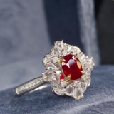 14k Gold 1.13 Ctw Natural Ruby & Diamond Ring