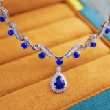 14k Gold 4.89 Ctw Natural Sapphire & Diamond Necklace