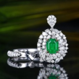 14k Gold 3.06 Ctw Vivid Green Natural Emerald & Diamond Ring/pendant