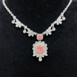 14k Gold 1.48 Ctw Natural Pink Diamond & Diamond Necklace
