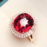 14k Gold 9.5 Ct Natural Tourmaline & Diamond Ring/pendant