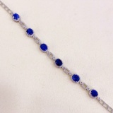 14k Gold 6.86 Ct Natural Sapphire & Diamond Bracelet