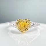 14k Gold 0.71 Ctw Natural Yellow Diamond & Diamond Ring