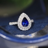 14k Gold 1.94 Ctw Natural Sapphire & Diamond Ring