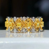 14k Gold 1.11 Ctw Natural Yellow Diamond & Diamond Ring