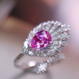 14k Gold 2.19 Ctw Natural Padparadscha Sapphire & Diamond Ring