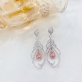 14k Gold 1.62 Ctw Natural Pink Diamond & Diamond Earrings