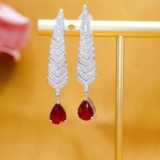 14k Gold 3.39 Ctw Natural Ruby & Diamond Earrings