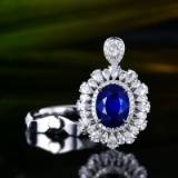 14k Gold 2.25 Ctw Natural Sapphire & Diamond Ring/pendant
