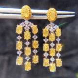 14k Gold 2.82 Ctw Natural Yellow Diamond & Diamond Earrings