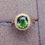 14k Gold 2.45 Ct Natural Tourmaline & Diamond Ring