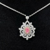 14k Gold 0.82 Ctw Natural Pink Diamond & Diamond Necklace