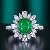 14k Gold 1.89 Ctw Vivid Green Natural Emerald & Diamond Ring/pendant