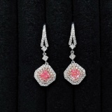 14k Gold 1.56 Ctw Natural Pink Diamond & Diamond Earrings