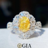 14k Gold 1.60 Ctw Natural Yellow Diamond & Diamond Ring