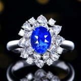 14k Gold 2.80 Ctw Vivid Blue Natural Sapphire & Diamond Ring/pendant
