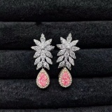 14k Gold 2.99 Ctw Natural Pink Diamond & Diamond Earrings