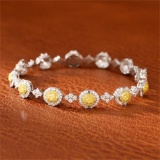 14k Gold 1.25 Ctw Natural Yellow Diamond & Diamond Bracelet
