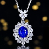 14k Gold 2.10 Ctw Natural Sapphire & Diamond Pendant