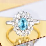 14k Gold 1.25 Ctw Natural Paraiba Tourmaline & Diamond Ring