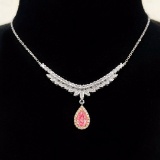 14k Gold 0.56 Ctw Natural Pink Diamond & Diamond Necklace