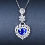 14k Gold 1.89 Ctw Natural Sapphire & Diamond Pendant
