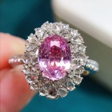 14k Gold 2.29 Ctw Natural Padparadscha Sapphire & Diamond Ring/pendant