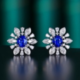 14k Gold 2.07 Ctw Natural Sapphire & Diamond Earrings