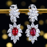 14k Gold 5.36 Ctw Natural Ruby & Sapphire Earrings