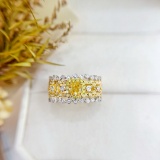 14k Gold 0.88 Ctw Natural Yellow Diamond & Diamond Ring